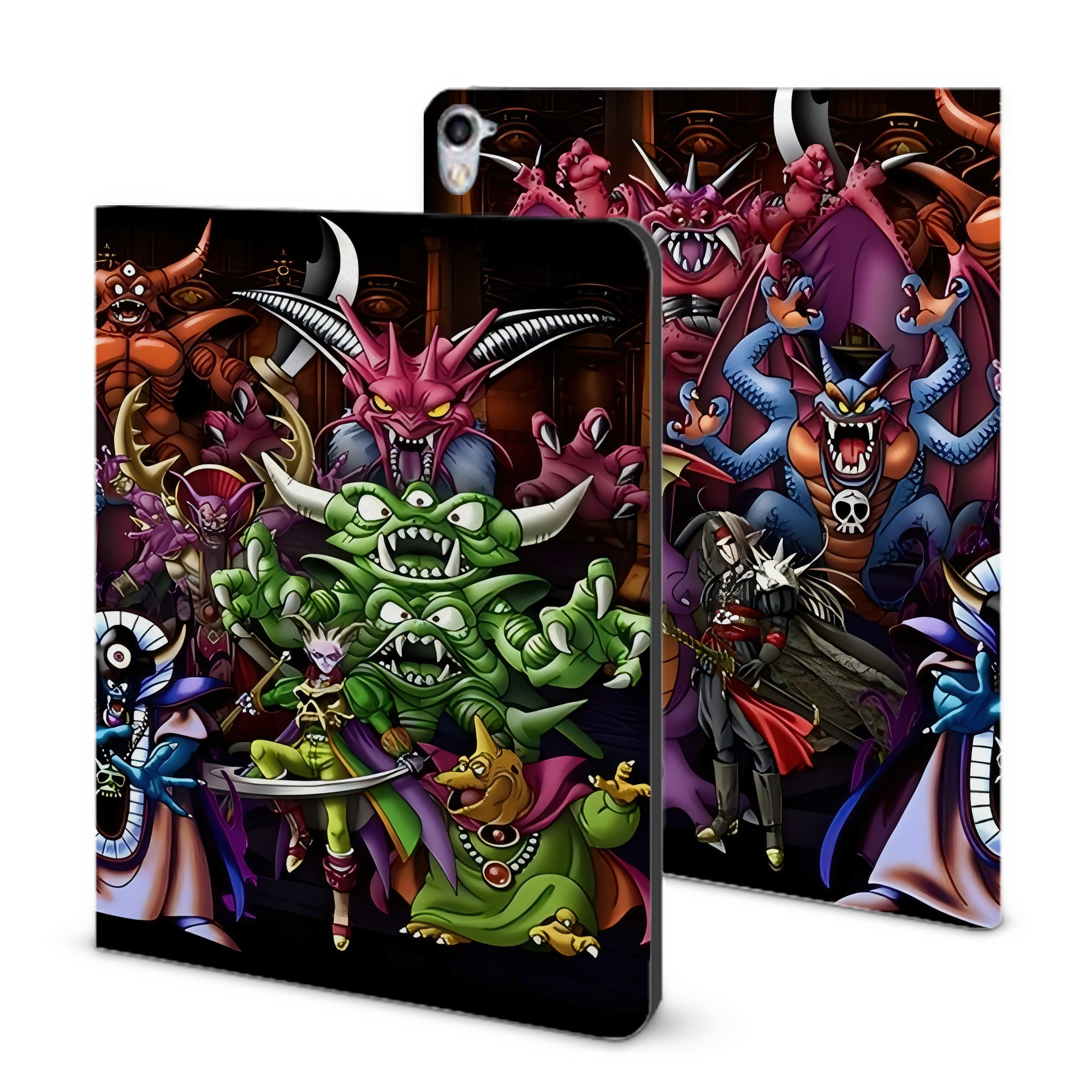 （画像用） ドラゴンクエスト Doragon Kuesuto Dragon Quest IPad ケース ブック型 PUレザー TPU 耐衝撃 軽量 薄型 ペン収納なし 全面保護 IPad 各モデル対応